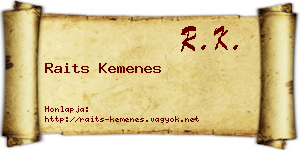 Raits Kemenes névjegykártya